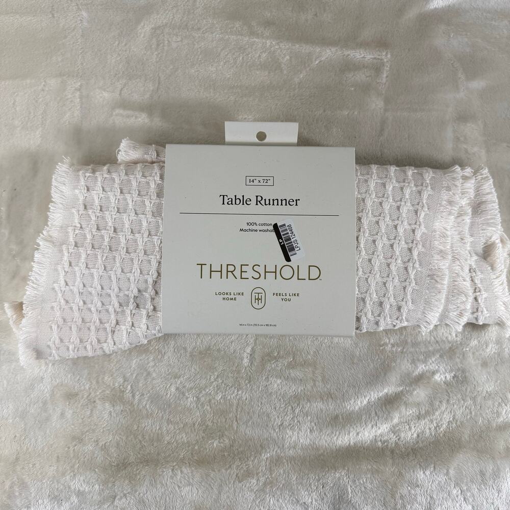 Threshold Table Runner 14"x72" White 100% Cotton Kitchen / Dining Decor